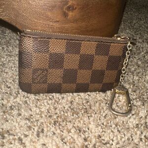 Louis Vuitton Damier Ebene Key Cles Pouch with Chain with dusty and COA